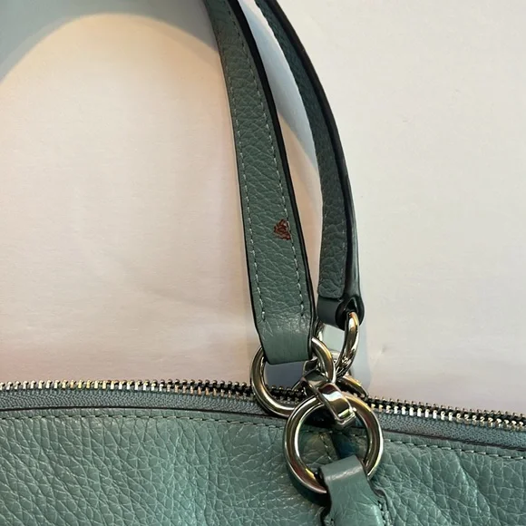 Coach Light Blue Mini Kelsey Leather Satchel Tote Bag w/ Crossbody Strap - Picture 7 of 13